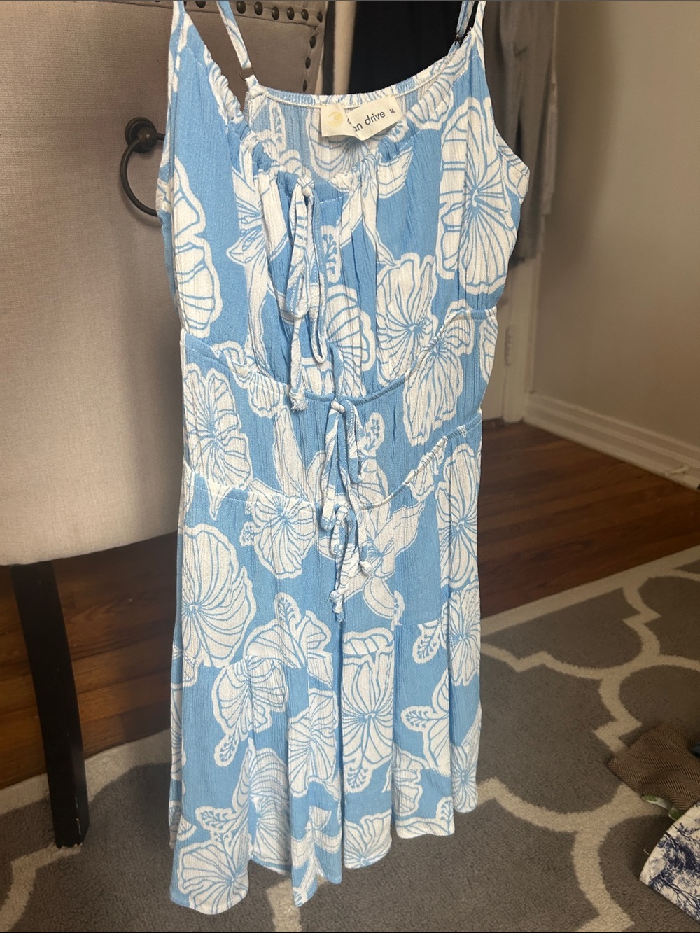 Ocean Drive Blue Floral Tie-Front Sundress